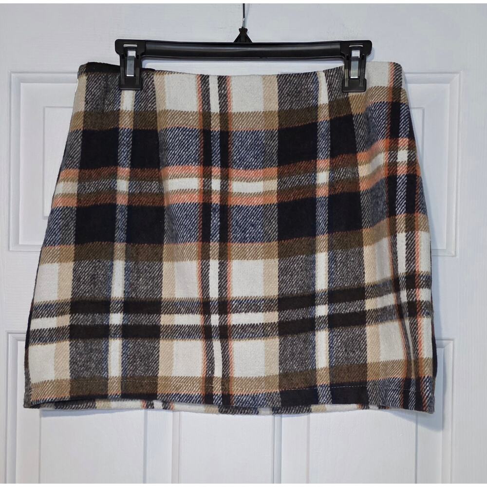 iO Skirt‎ Womens A-Line Plaid Wool Blend Skirt Size M NWT